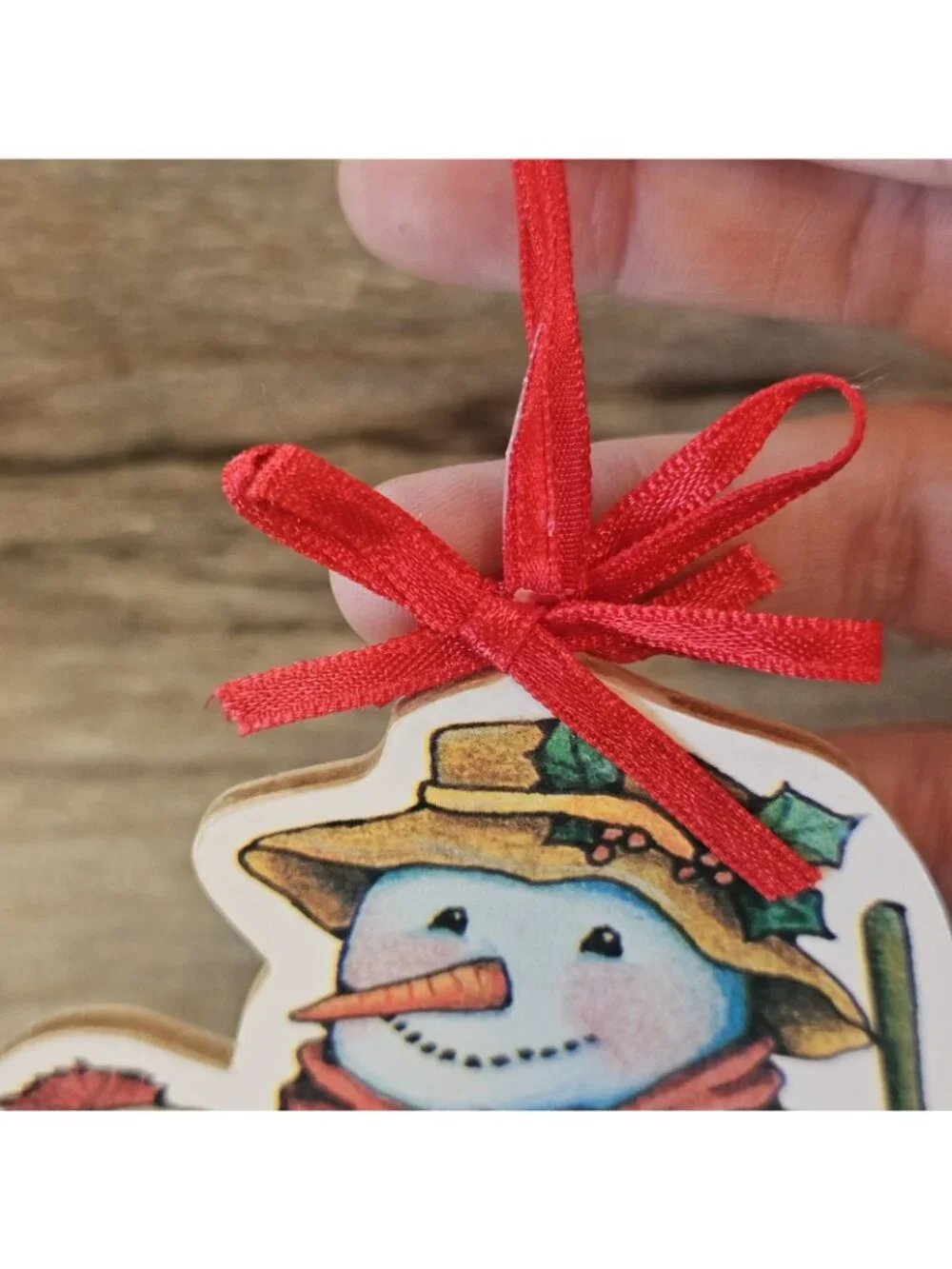 VTG Mary Engelbreit Snowman Christmas Ornament Hugging Boy Girl 5.5